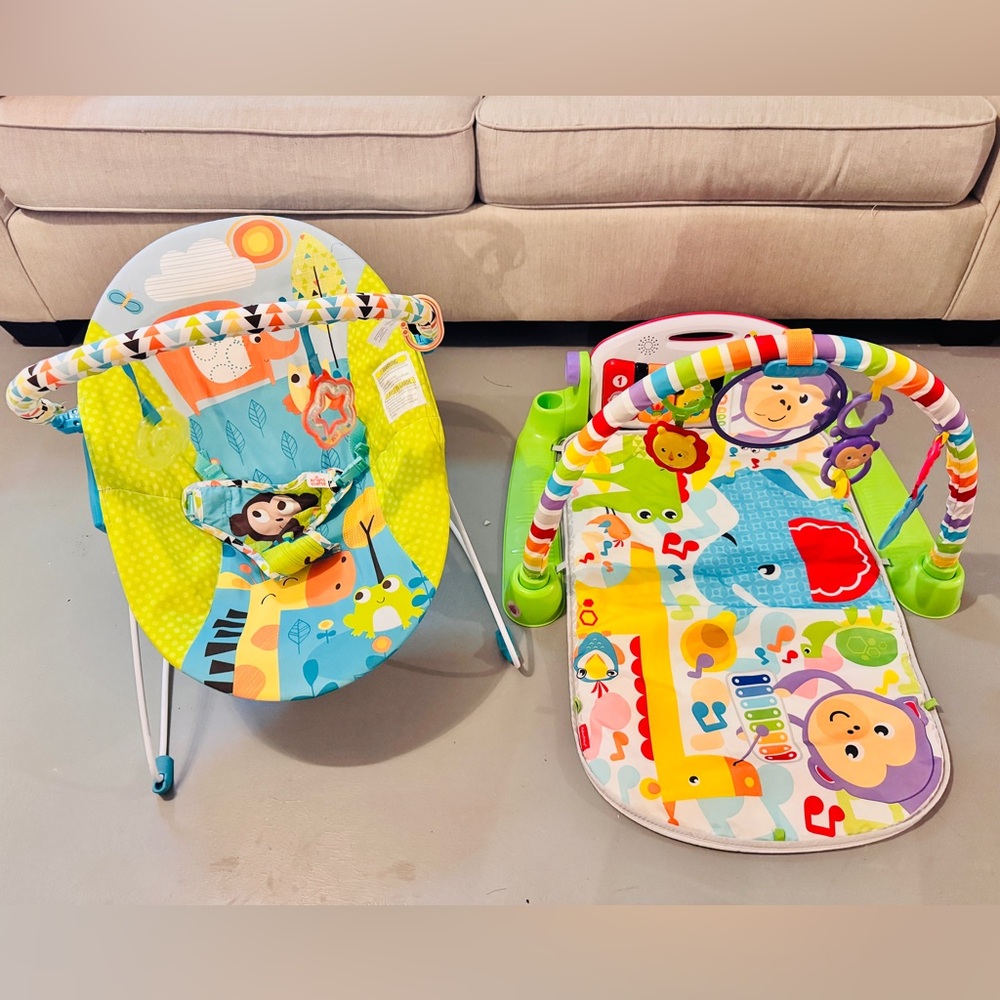 Colorful Animal Baby Bouncer and Piano Play Mat